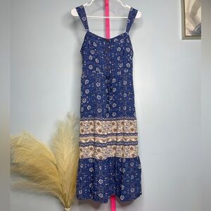 Lucky Brand Blue and Cream Patterned Dress